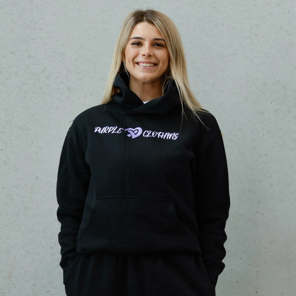 Purple Heart Relaxed Hoodie - Onyx Black