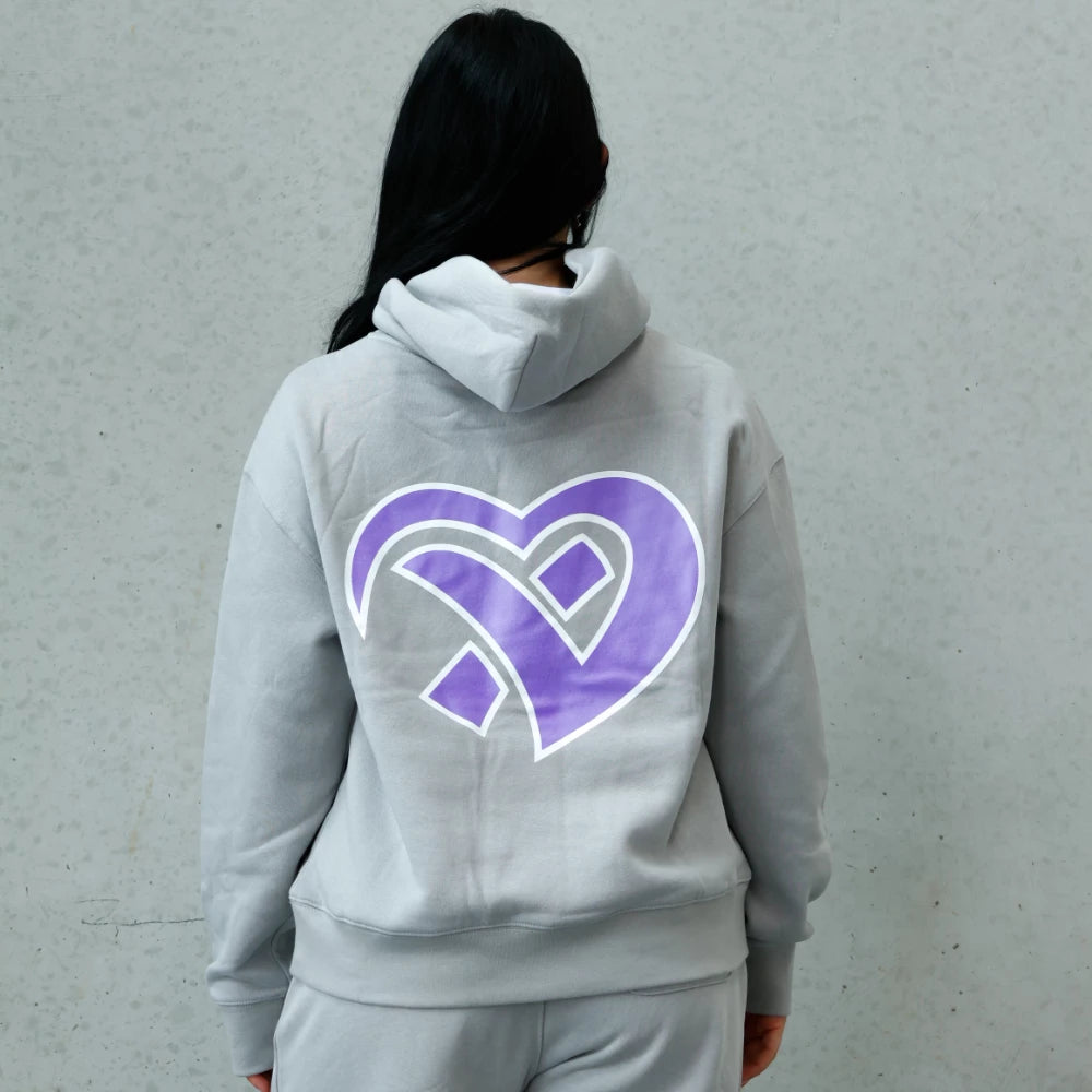Purple Heart Relaxed Hoodie - Storm Grey