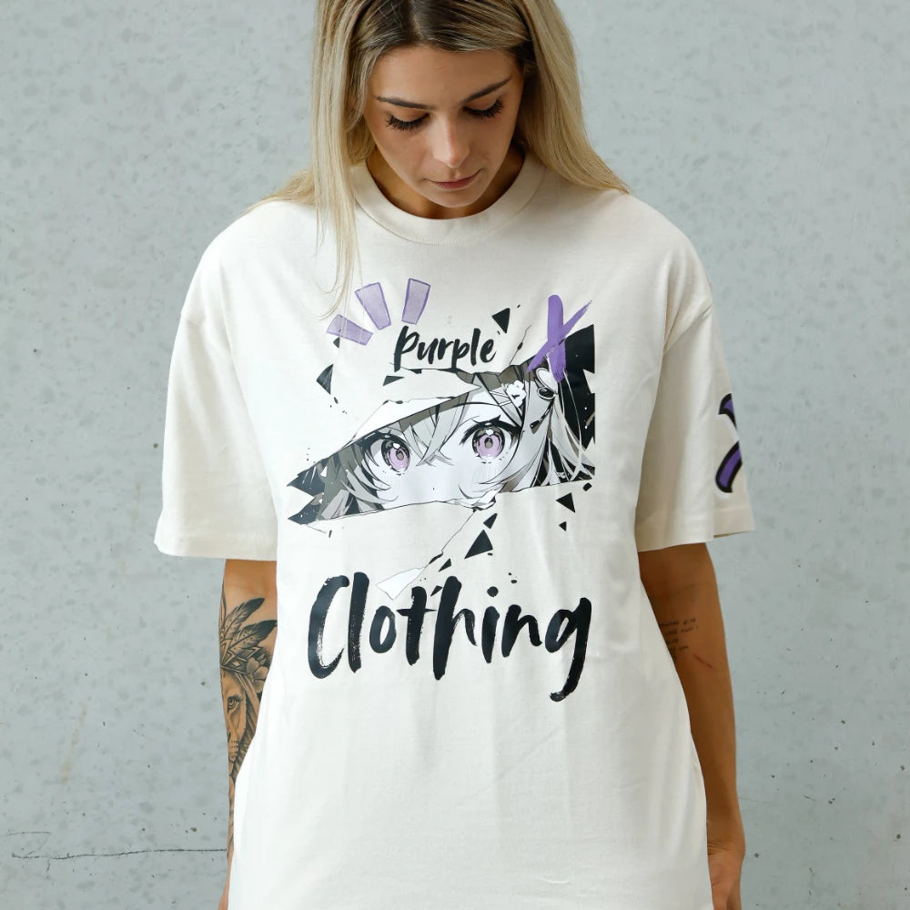 Anime Streetwear Tee - Kaisuna Ecru 壊砂